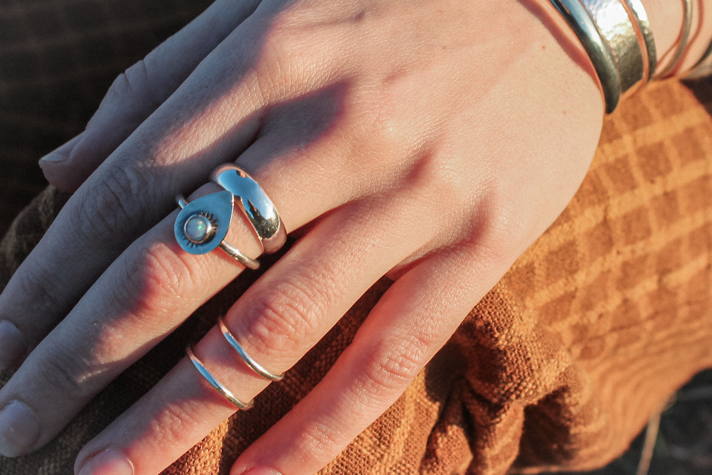 Opal Teardrop Ring 7.5